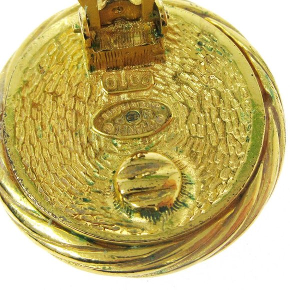 CHANEL CC Logos Button Motif Earrings Gold-Tone Cl - Picture 6 of 6